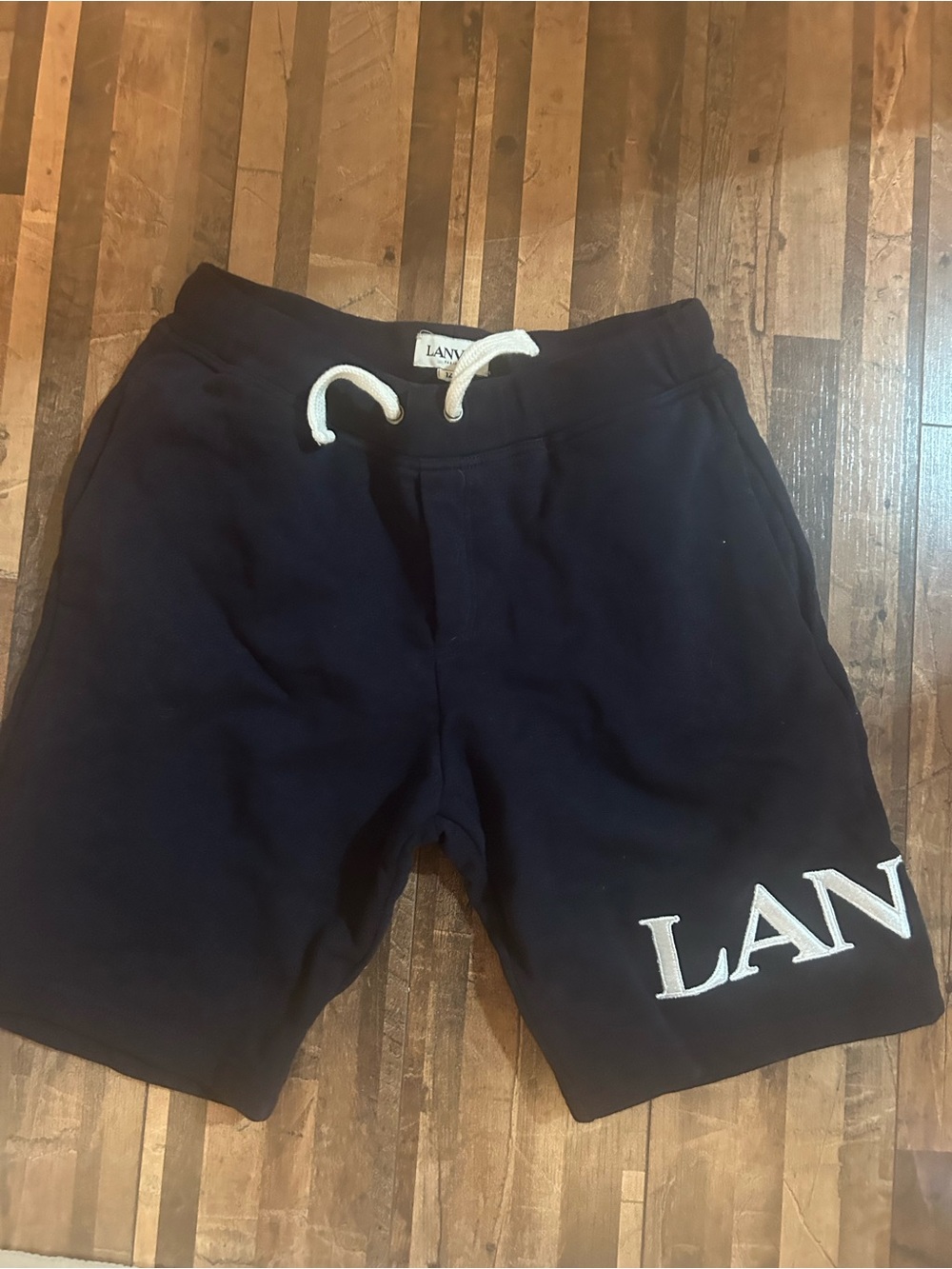 Lanvin Navy and White Logo Cotton-Blend Athletic Shorts